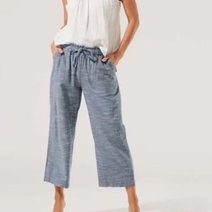 BNWT PACT Women's Sunday Crop Wide Leg Chambray Organic Cotton Pants XS
